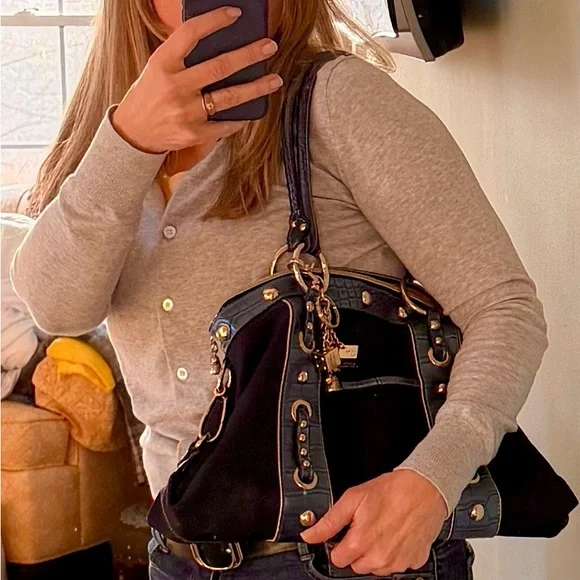 Kathy Van Zeeland Navy Blue Shoulder Bag - Picture 14 of 15